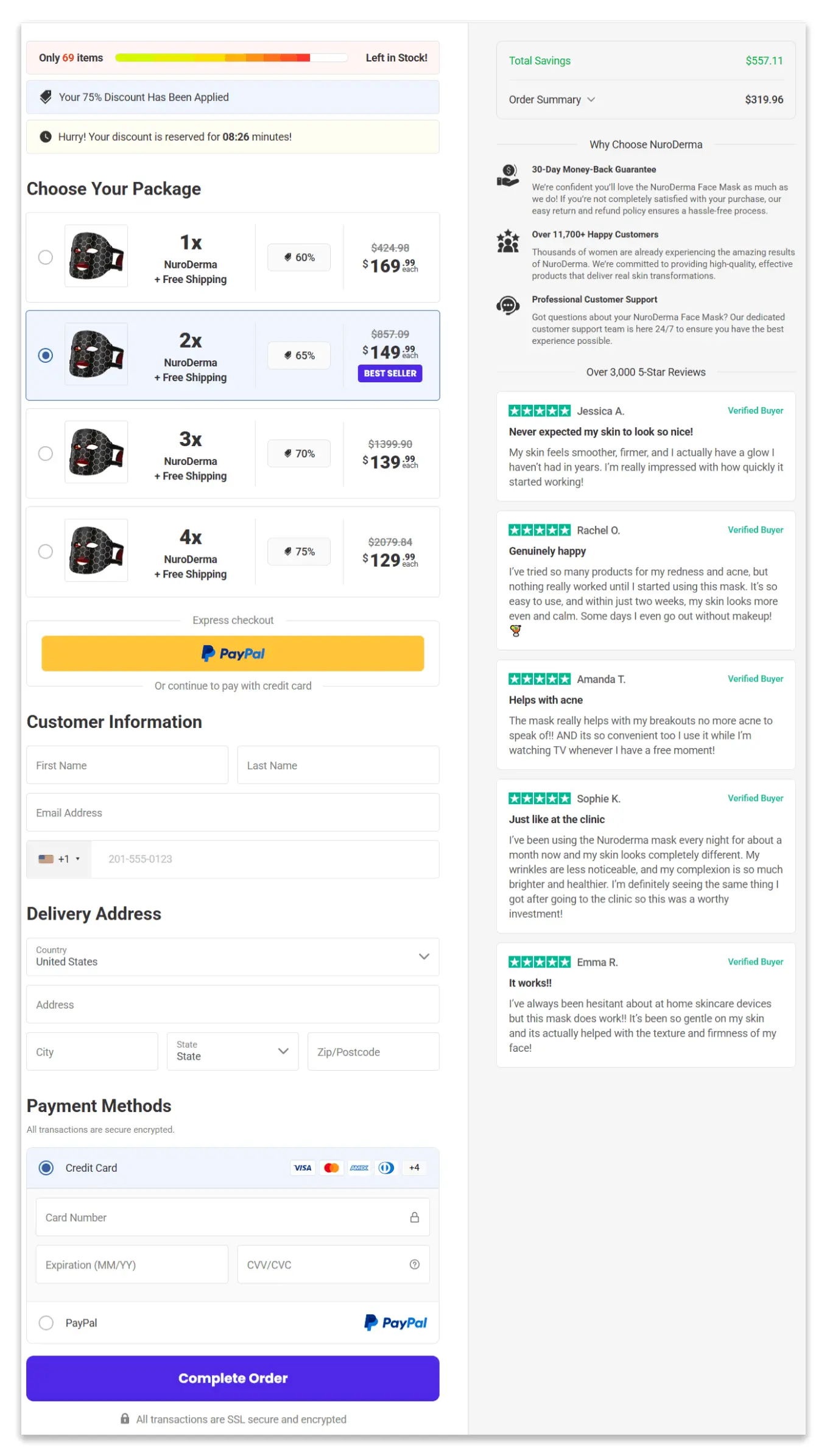 NuroDerma secure checkout page